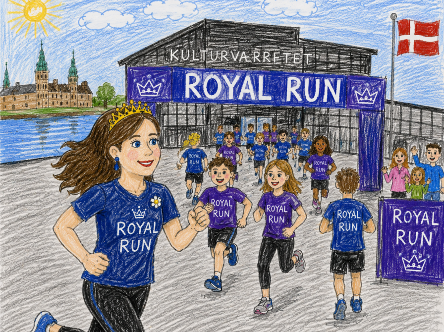 AI genereret tegning af Dronningen til Royal Run