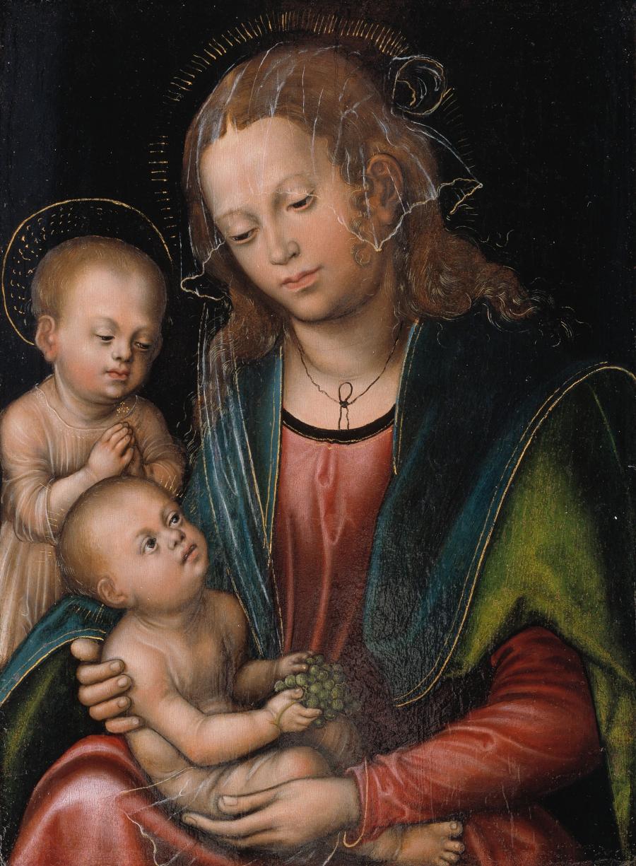 Foto af maleri af Maria med barnet