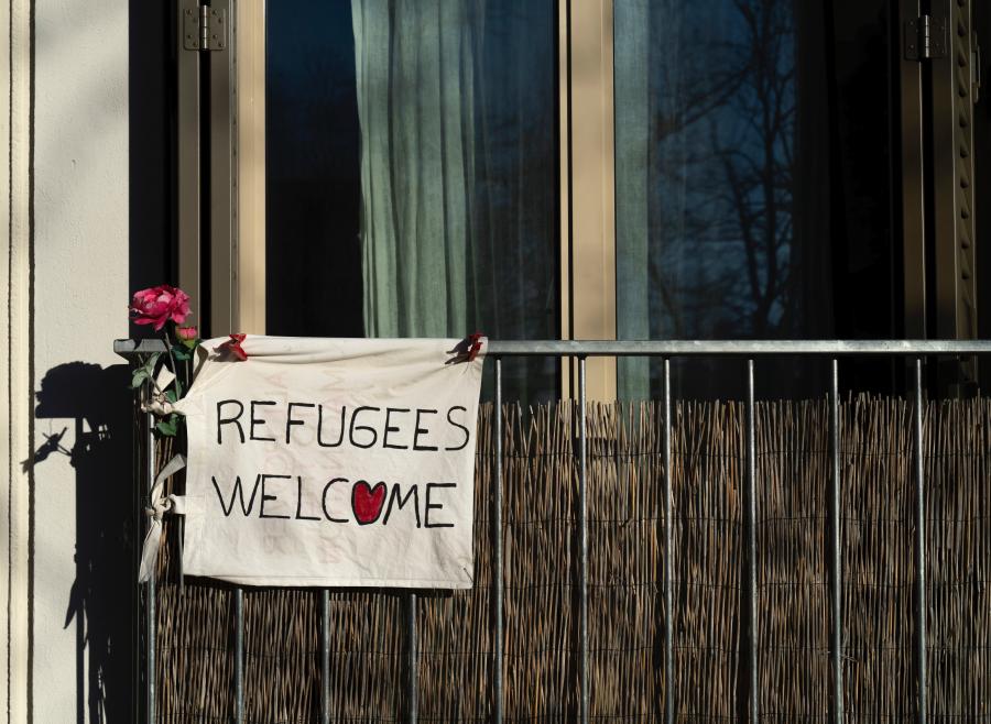 Foto med teksten Refugees Welcome